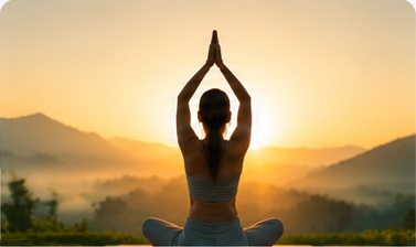 Yoga practice at sunrise